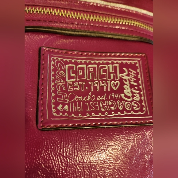 Coach Poppy Daisy Patent Leather Shoulder/Tote Bag- Raspberry Purple - Picture 5 of 16